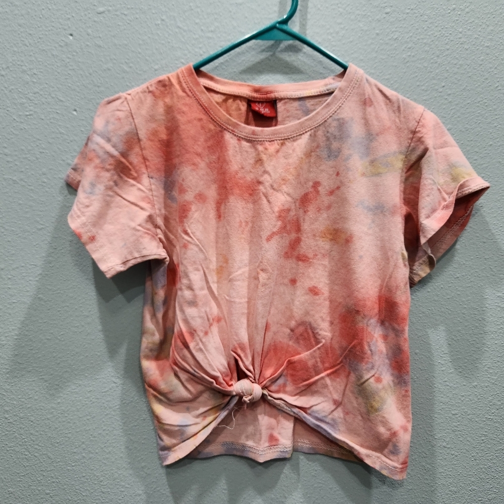Womens Tie Dye, Tie Front Crop Tee